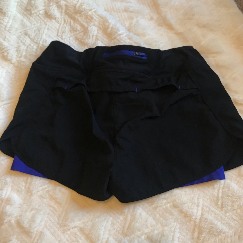 black/purple running/athletic shorts